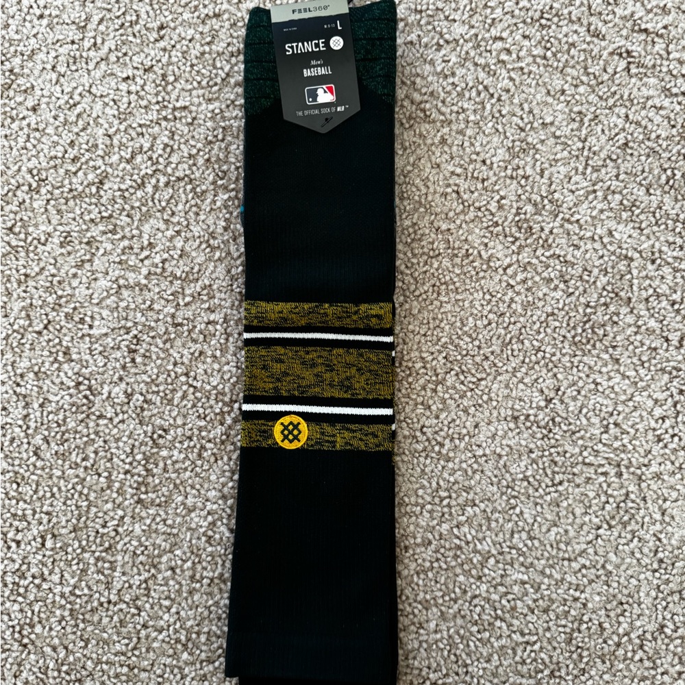 Stance Feel 360 MLB Diamond Pro Strip OTC Socks Size Large 9-13 Green Yellow